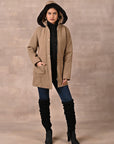 Olive Quilted Jacket with attached Hood - Lakshita