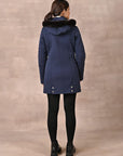 Navy Blue Quilted Jacket with attached Hood - Lakshita