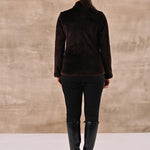 Brown Corduroy High Neck Jacket with Button Detailing - Lakshita