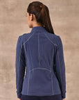 Blue Woolen Zip-front High-neck Jacket - Lakshita