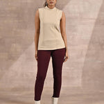 Beige Sleeveless Winter Top with Fine Stich Detailing - Lakshita