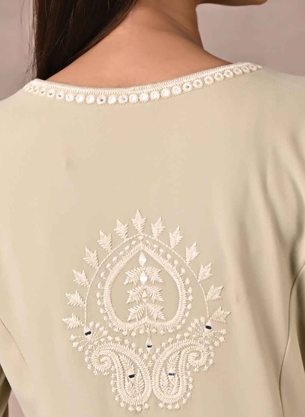 Beige Woolen Kurta with Fine Embroidery - Lakshita