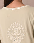 Beige Woolen Kurta with Fine Embroidery - Lakshita