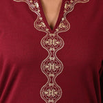 Maroon Solid Woolen Kurti with Foil Print - Lakshita