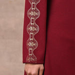 Maroon Solid Woolen Kurti with Foil Print - Lakshita