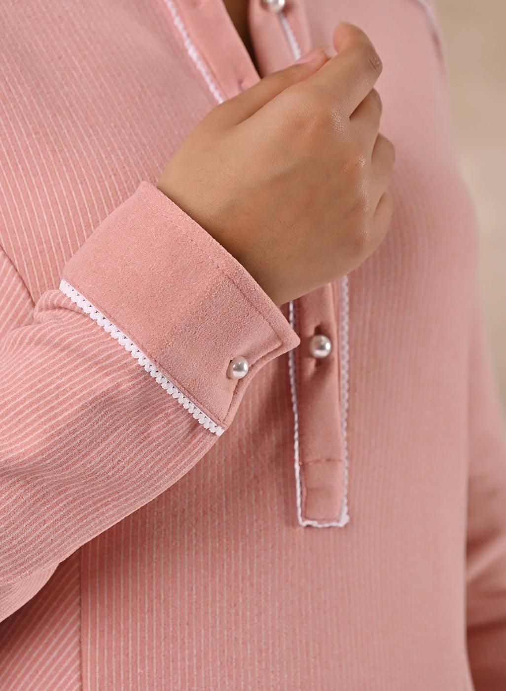 Full Sleeve Woolen Peach Striped Kurti22WLK070218A Lakshita