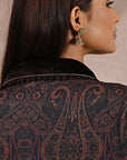 Black Printed Tunic with Embroidery on Collar - Lakshita