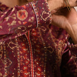 Maroon Multicolor Print Velvet Straight Kurti - Lakshita