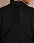 Black Long Belted Trench Coat with Fur Detailing - Lakshita