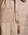 Ivory Stylish Suede Coat with Front Pocket & Notched Collar - Lakshita
