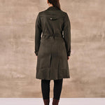 Green Full Sleeve Tie Belt Trench Coat - Lakshita
