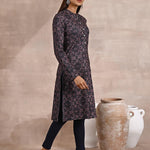 Geometric Print Woolen Kurta with Decorative Placket - Lakshita