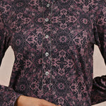 Geometric Print Woolen Kurta with Decorative Placket - Lakshita