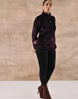 Purple Corduroy High Neck Jacket with Button Detailing - Lakshita