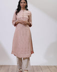 Pink Sequins Work Pleated Kurta - Lakshita