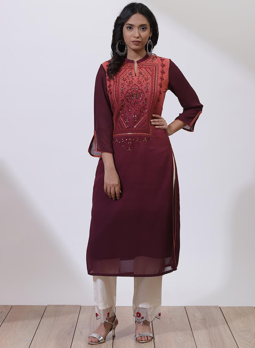 Georgette Designer Pakistani Kurti Pant in Pearl Work-HAYAPCH