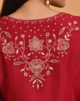 Maroon Silk Kurta Set with Elegant Embroidery - Lakshita