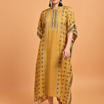 Spicy Mustard Printed Straight Kaftan - Lakshita