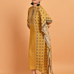 Spicy Mustard Printed Straight Kaftan - Lakshita