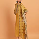 Spicy Mustard Printed Straight Kaftan - Lakshita
