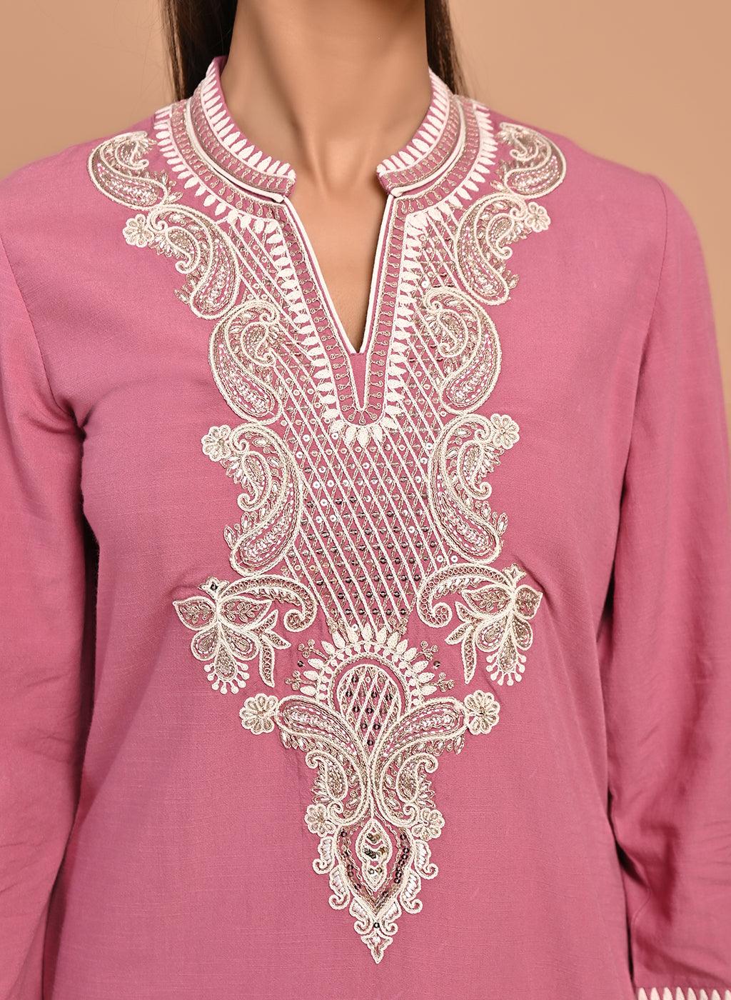 Dry Rose A-line Embroidered Georgette Kurta Set for Women-23SLK03026-1 ...