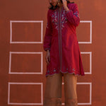Pink Embroidered Kurta for Women with Puffed Sleeves - Lakshita