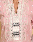Pink Schiffli Embroidery Kurta with Mirror Work - Lakshita