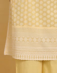 Yellow Long All over Embroidered Kurta Set - Lakshita
