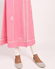 Pink Round-neck Embroidered Straight Kurta for Women - Lakshita