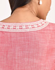 Fuchsia Round Neck Embroidered Tunic - Lakshita