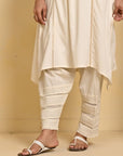 Ivory Knee-length Kurta with Asymmetric Hem and 3/4th Sleeves - Lakshita