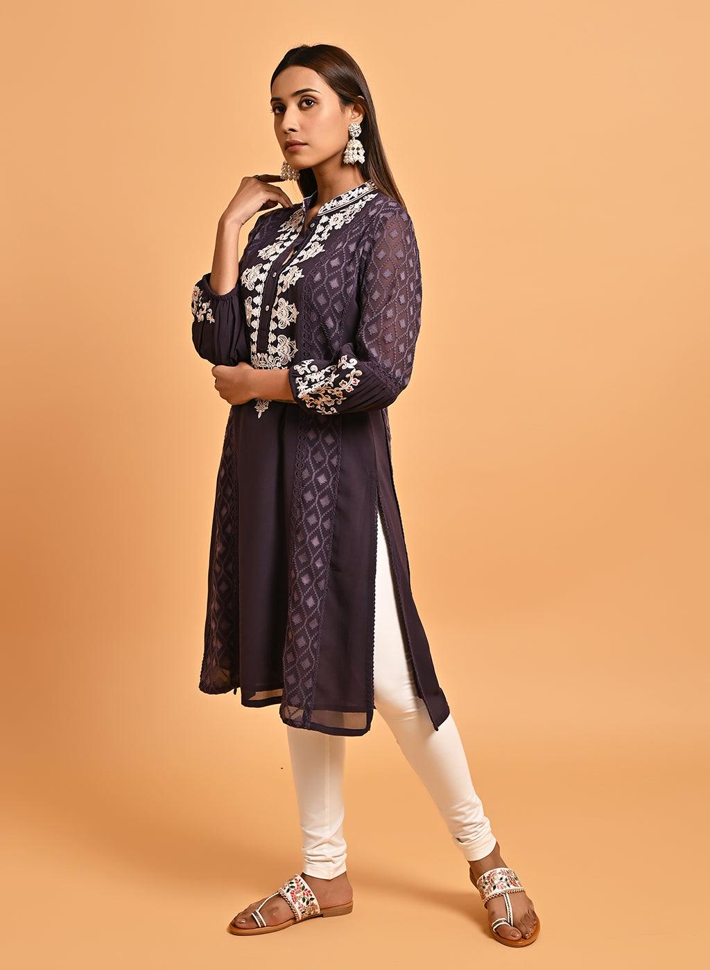Shop for Latest White Embroidered Kurti For Women Online | Lakshita