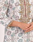 Off-white Embroidered Bandhani Print Kurti - Lakshita