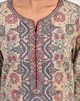 Beige Embroidered Bandhani Print Kurti - Lakshita