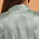 Green Co-ord Set with Net Inserts at Sleeves - Lakshita