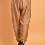 Solid Beige Pleated Salwar with Elastic Waist Band - Lakshita