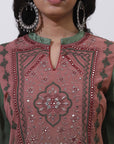 Brick Dust Dual Tone Collection Kurta With Embroidery - Lakshita