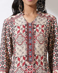 Maroon Printed Kurta with Delicate Embroidery