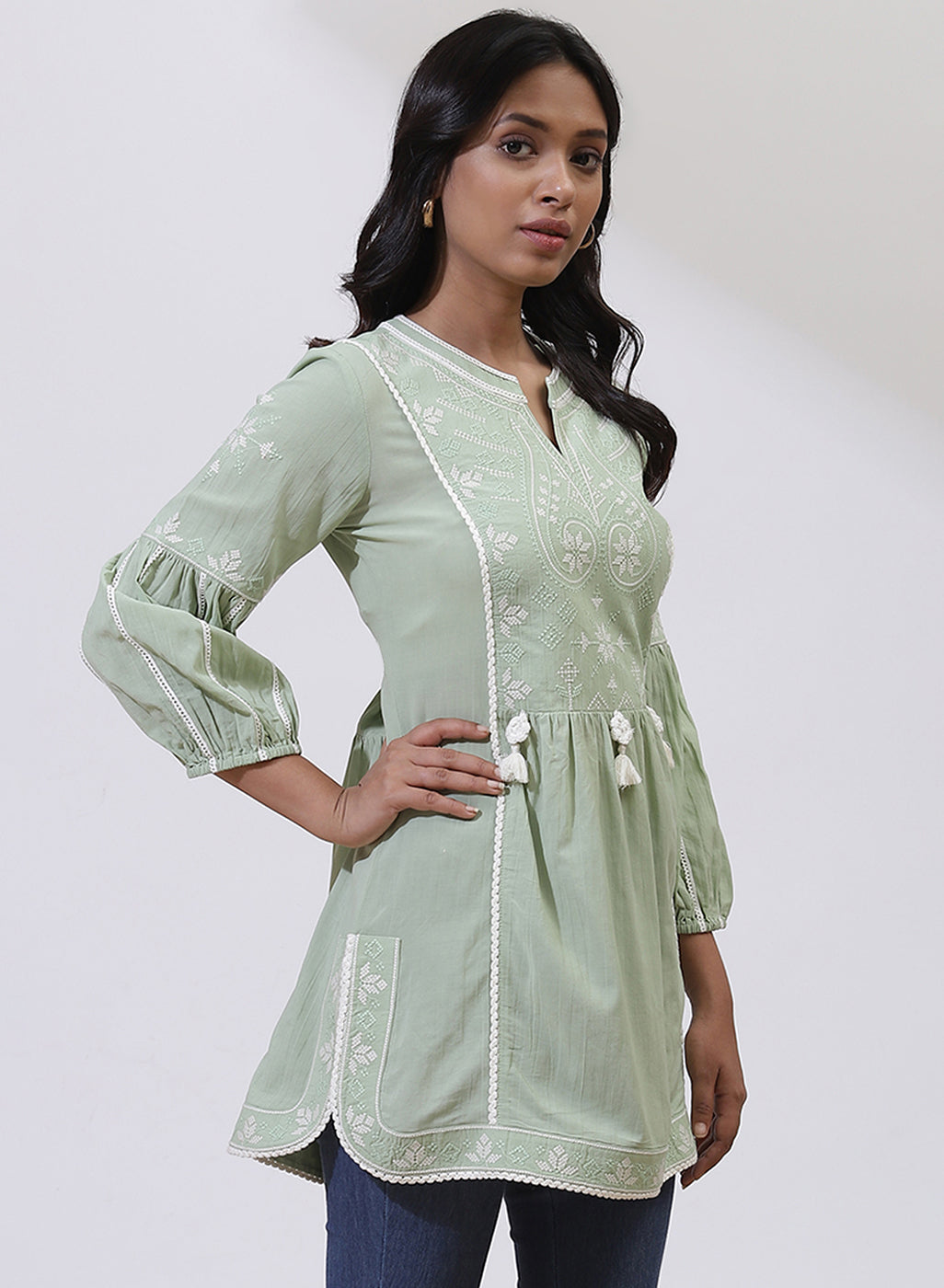 Green Alora Collection Embroidered Tunic
