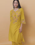 Yellow Silk Kurta Set with Elegant Embroidery