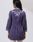 Blue Alora Collection Tunic With Crochet Work