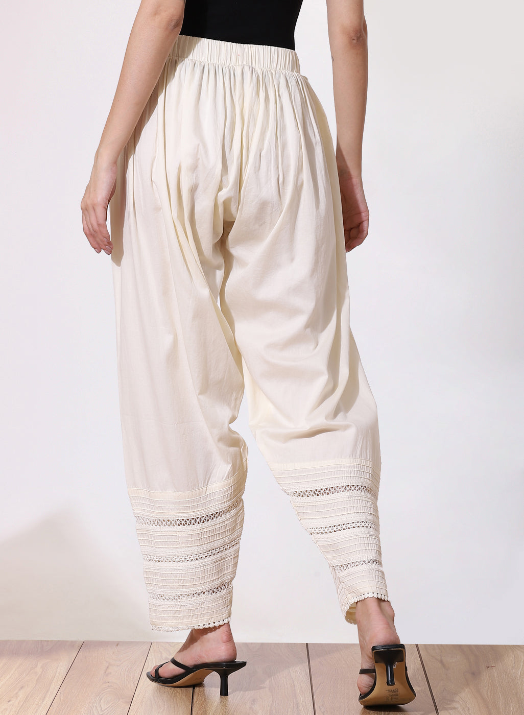Ivory Cotton Salwar With Lace Inserts