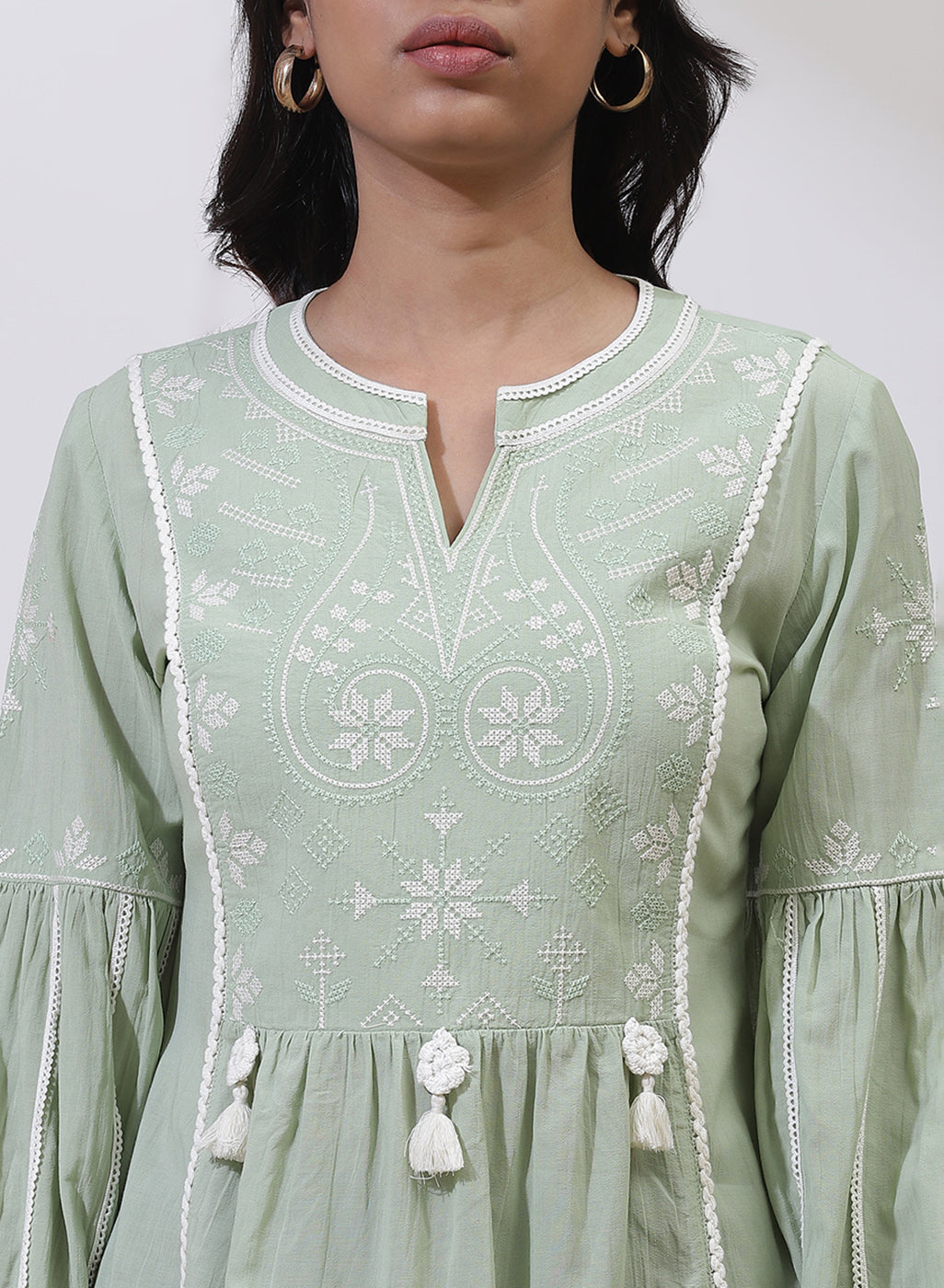 Green Alora Collection Embroidered Tunic
