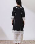 Black Alora Collection Kurta With Lace Detail