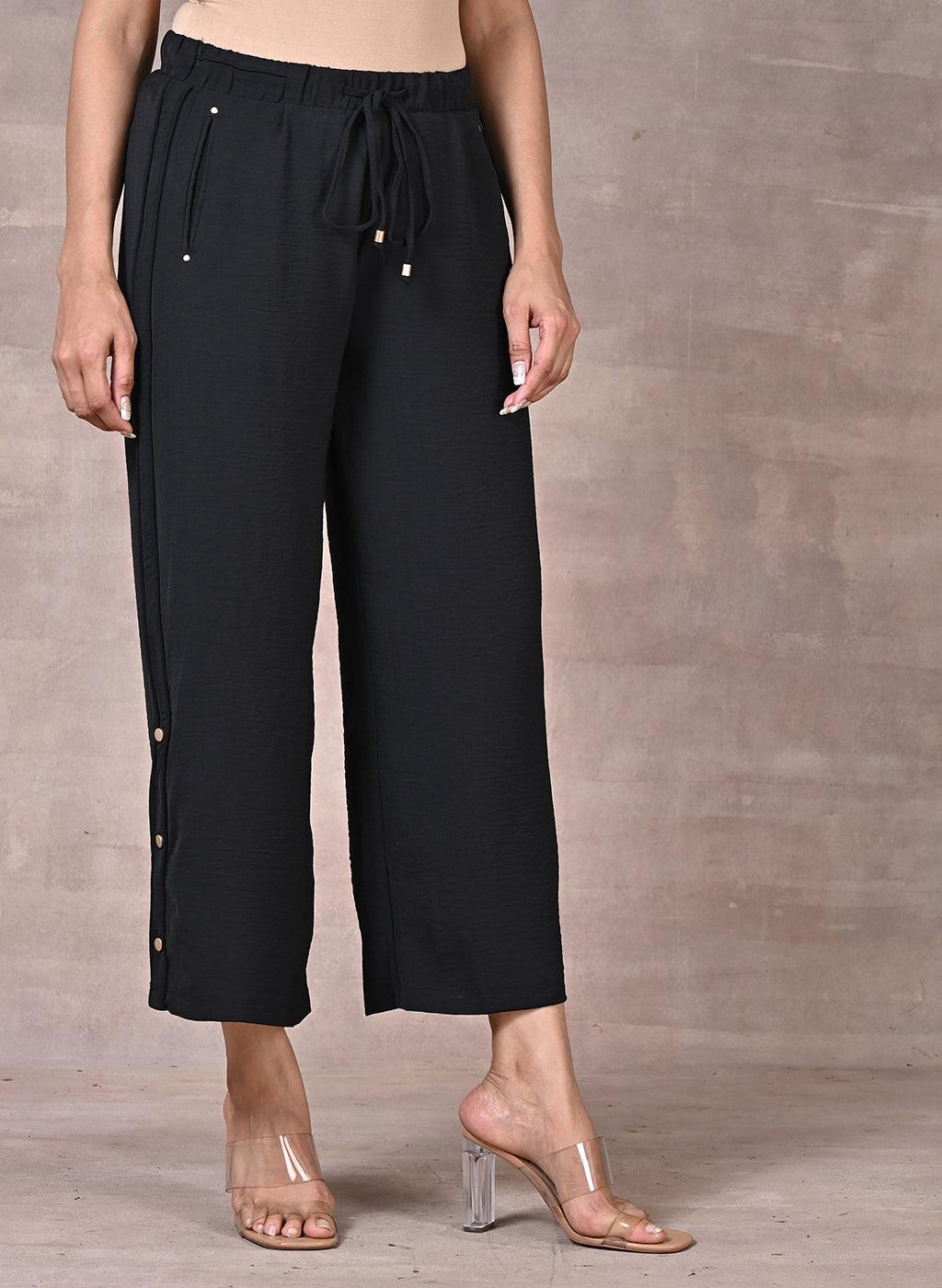 Black Pants With Elasticated Waist - Lakshita