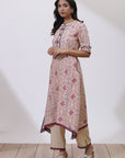 Pink & Cream Printed Nargis Kurta Set