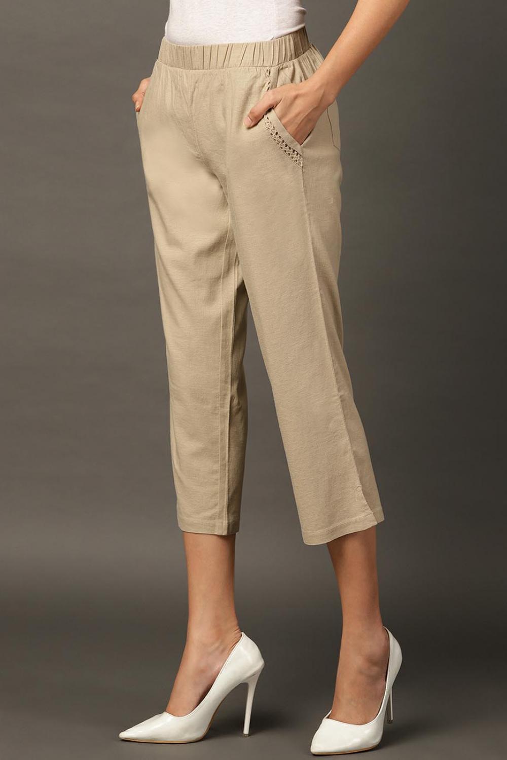 Beige Skin Capris - Lakshita