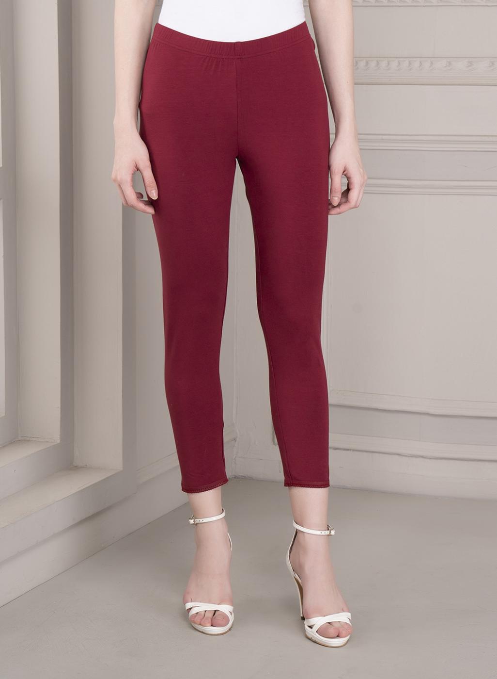 Maroon Ankle Length Legging - Lakshita