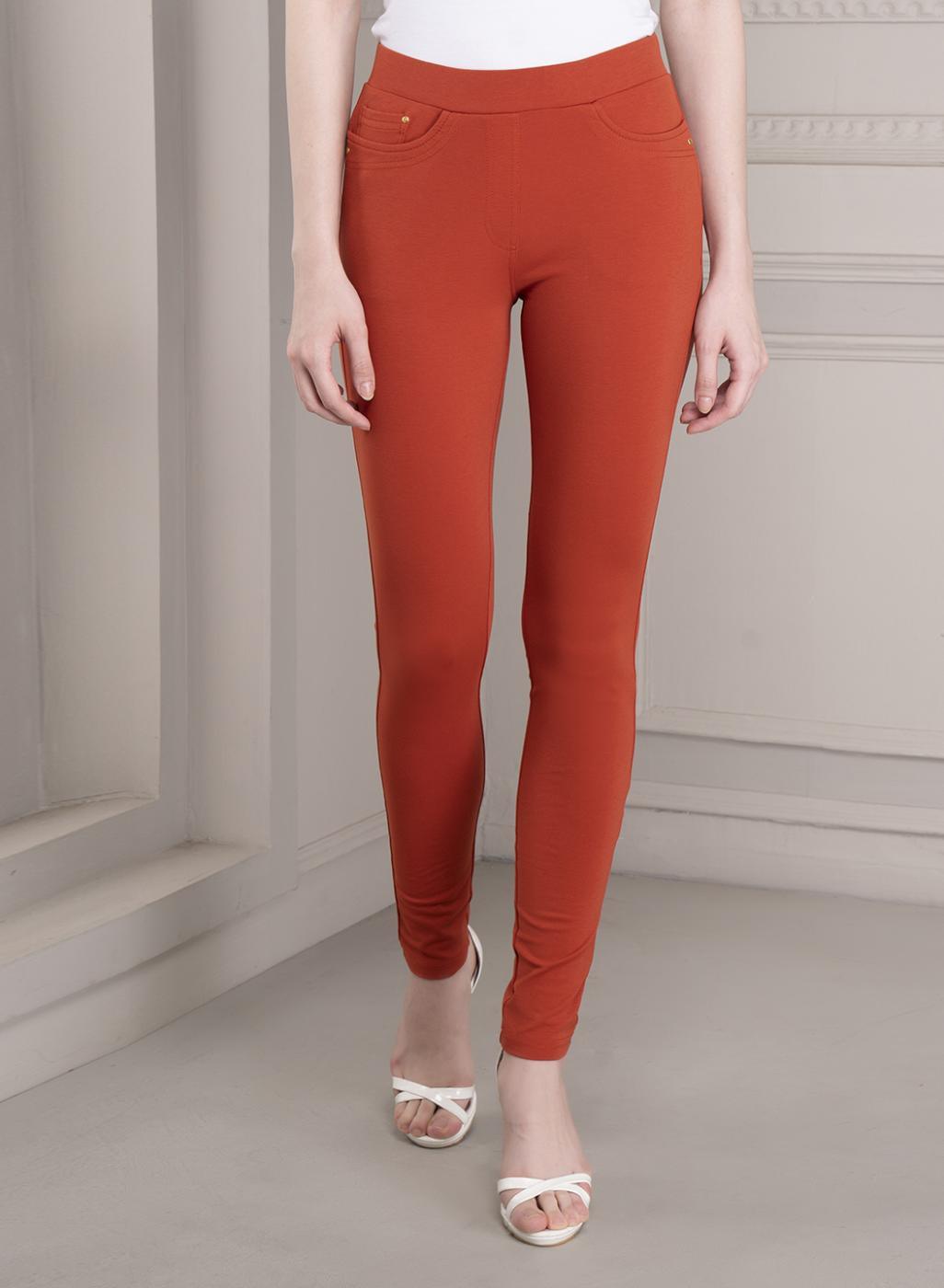 Skin-Fit Pink Ankle-Length Jeggings - Lakshita