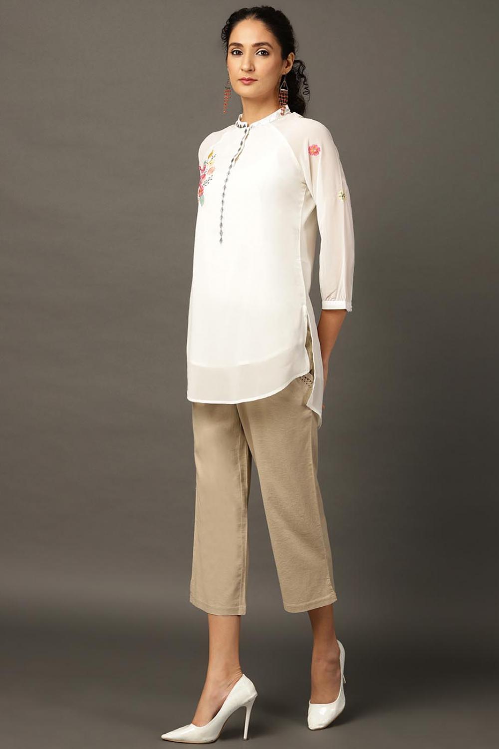 Beige Skin Capris - Lakshita